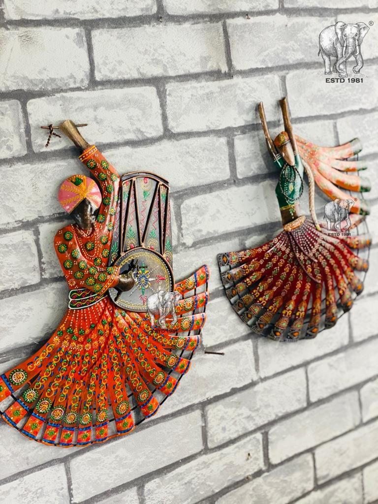 Mohan Jodero Metal Handicraft Wall Decor Metal Art Rajasthani Dancer/Tribal Dancer Frame
