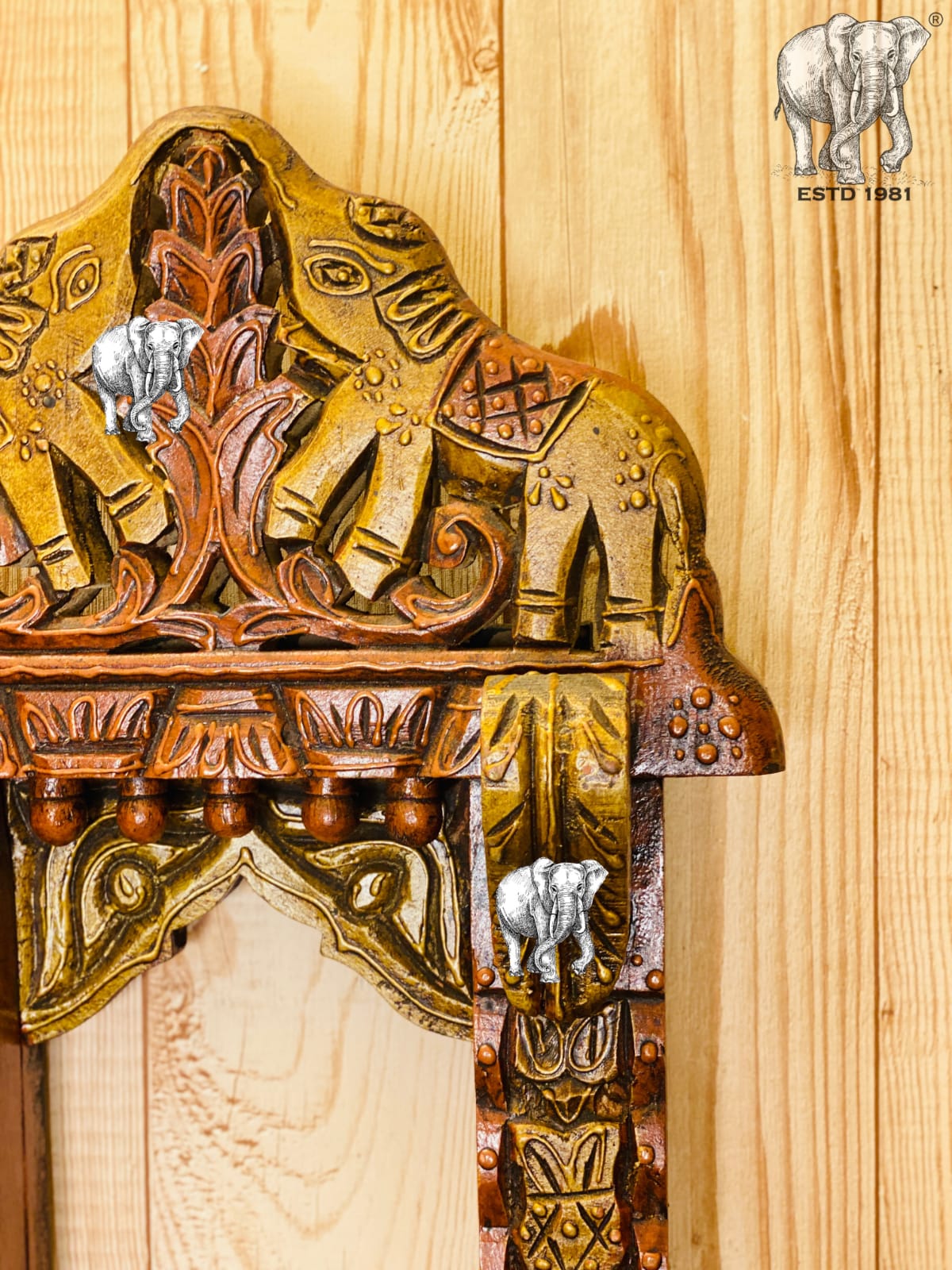 Indian carved and painted elephant design jharokha /rajasthani jharokha/photo frame/wooden mirror frame/ wooden photo frame/handcarved frame