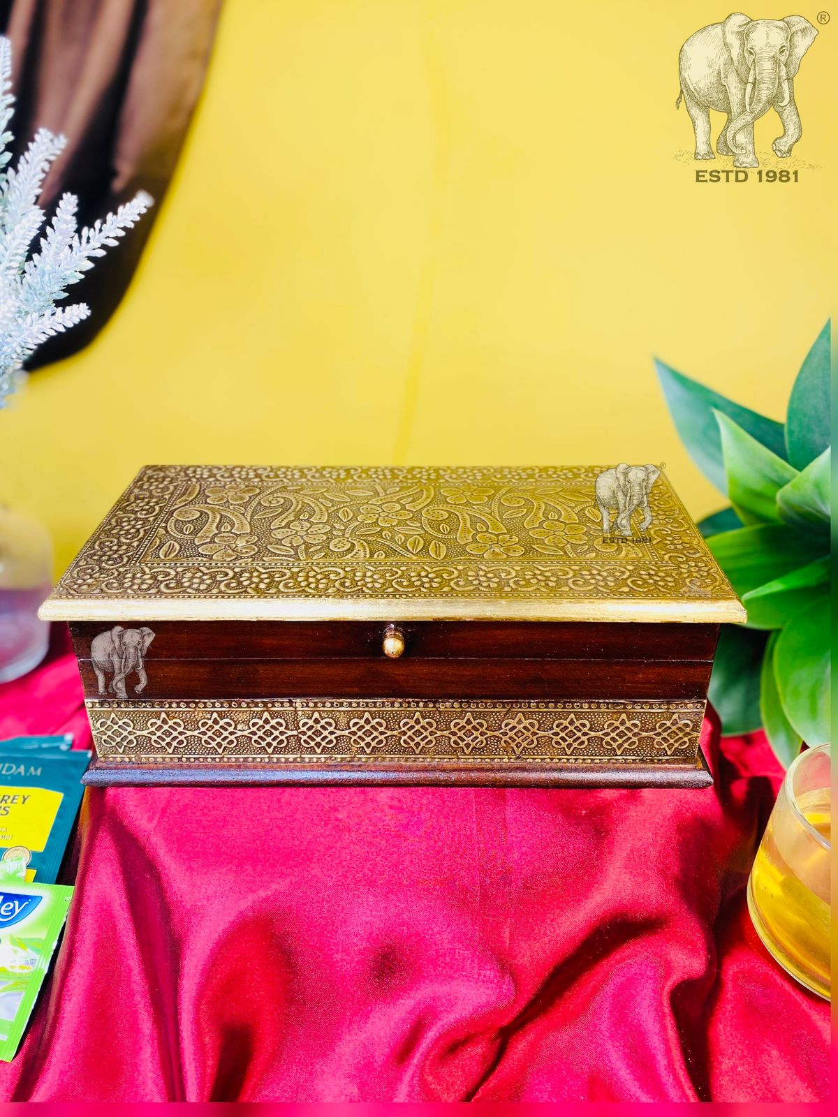 WOODEN BRASS FITTED MULTIPURPOSE BOX