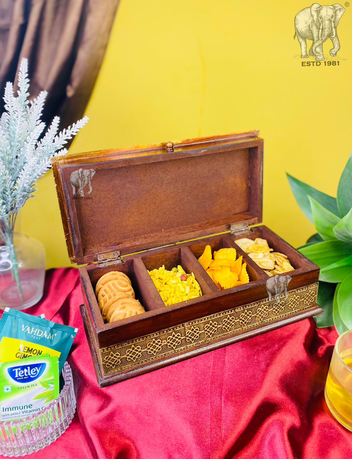 WOODEN BRASS FITTED MULTIPURPOSE BOX