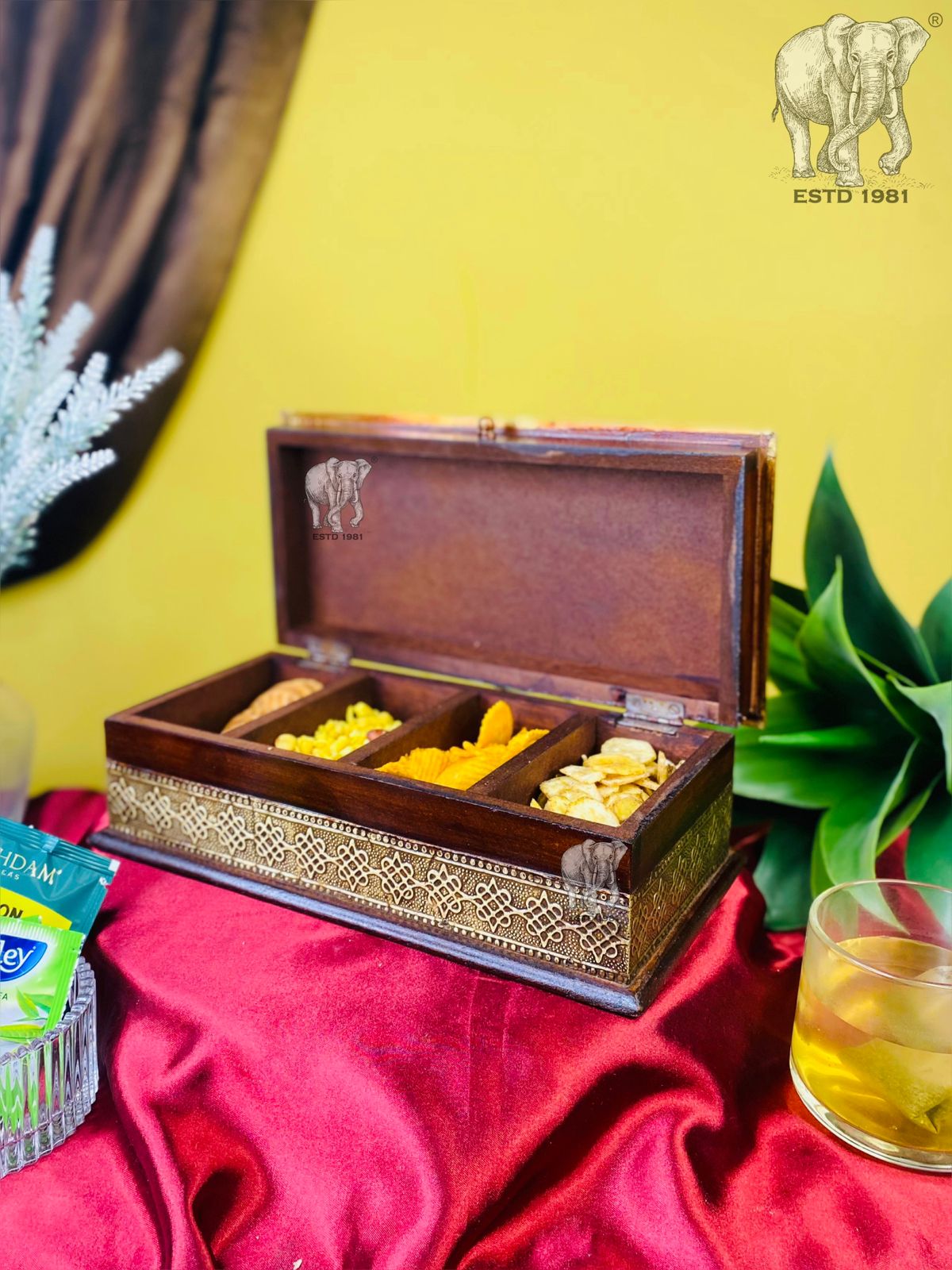 WOODEN BRASS FITTED MULTIPURPOSE BOX