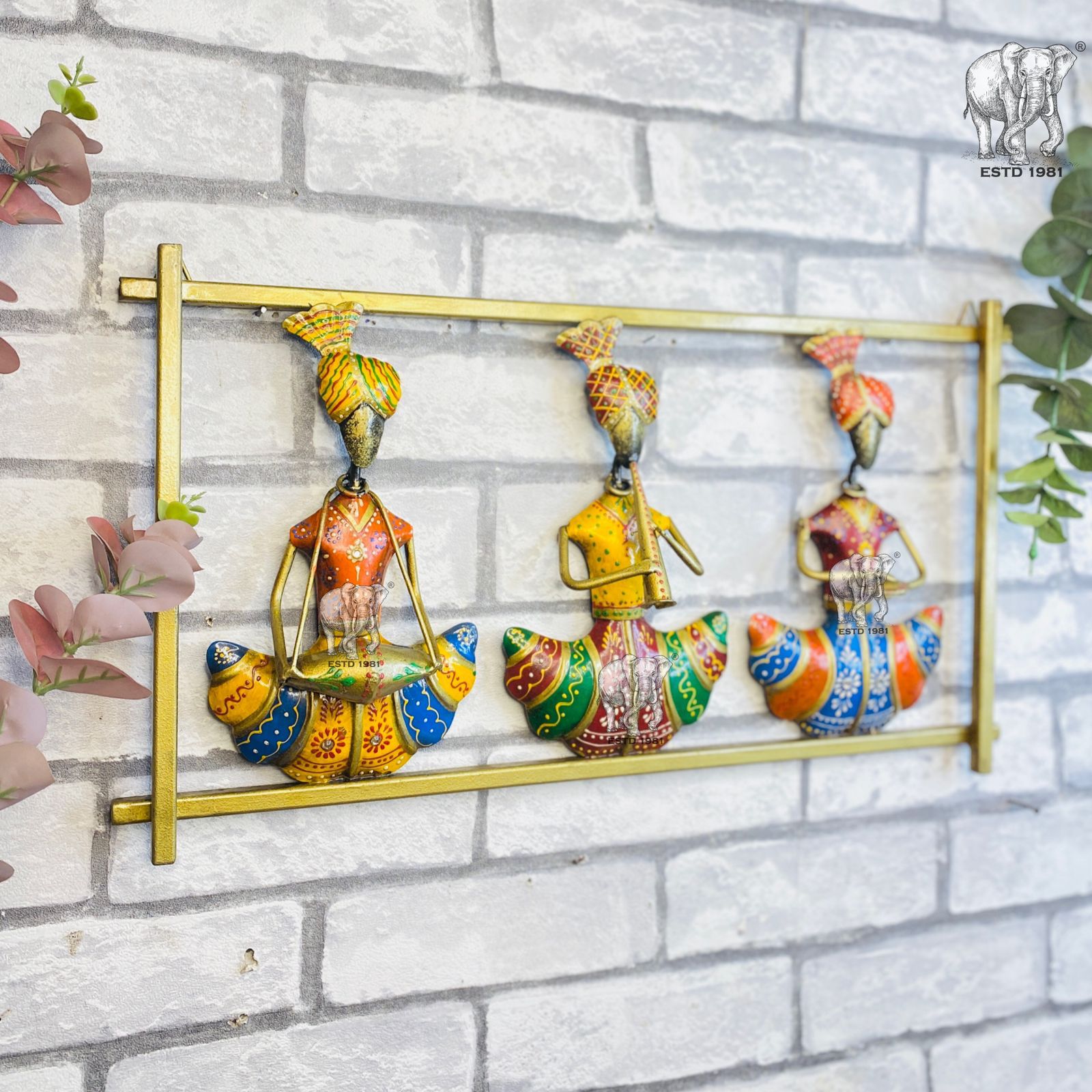 Metal Wall Art Wrought Iron Handmade Rajasthani 3 Musician Set Metal Wall Hanging Wall Decor Home Decor- Luxury Style Indian handicrafts Gifts