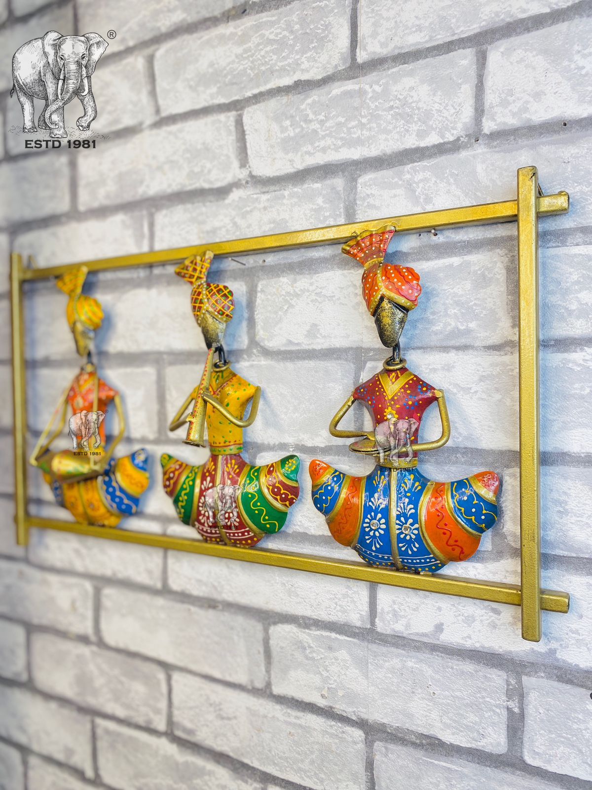 Metal Wall Art Wrought Iron Handmade Rajasthani 3 Musician Set Metal Wall Hanging Wall Decor Home Decor- Luxury Style Indian handicrafts Gifts